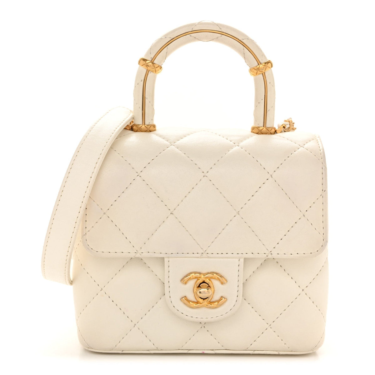Lambskin Flap Shoulder Bag - White