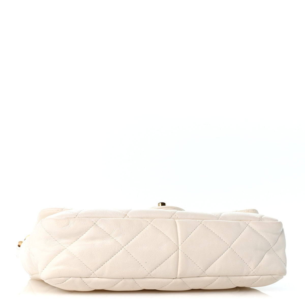 Large Quilted Lambskin Flap Shoulder Bag - White