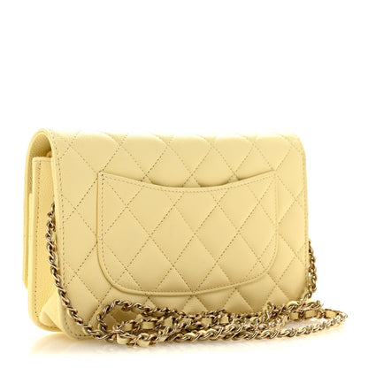 Quilted Caviar Wallet Bag - Yellow