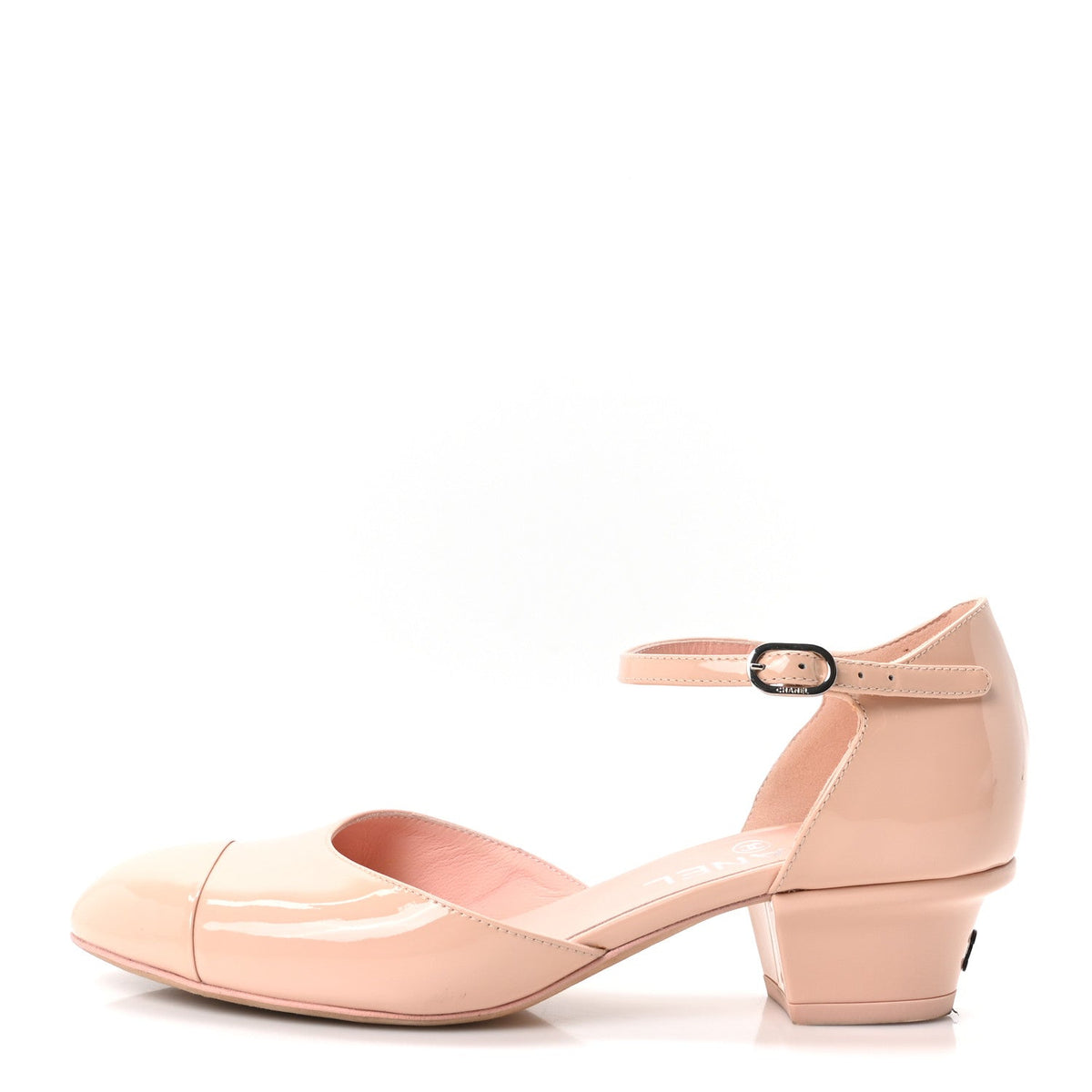 Patent Calfskin Cap Toe Slingback Pumps Light Pink