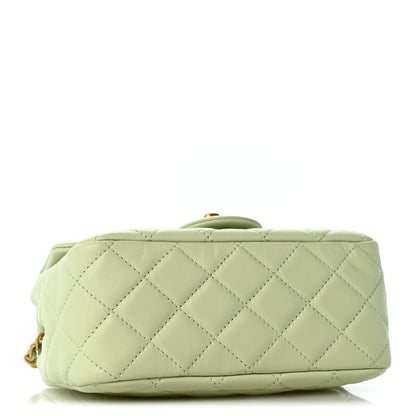 Mini Quilted Lambskin Flap Shoulder Bag - Light Green