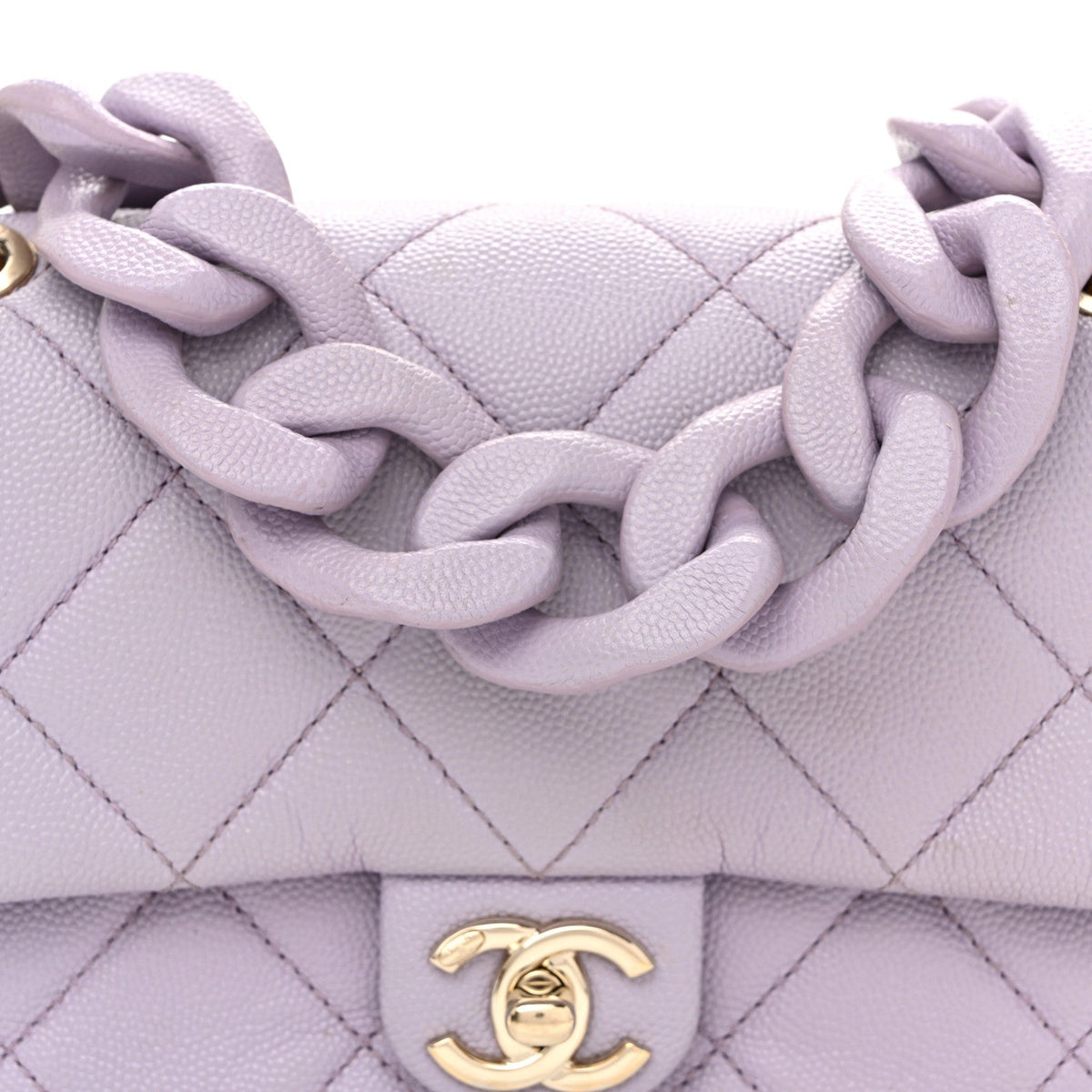Mini Quilted Caviar Flap Shoulder Bag - Purple