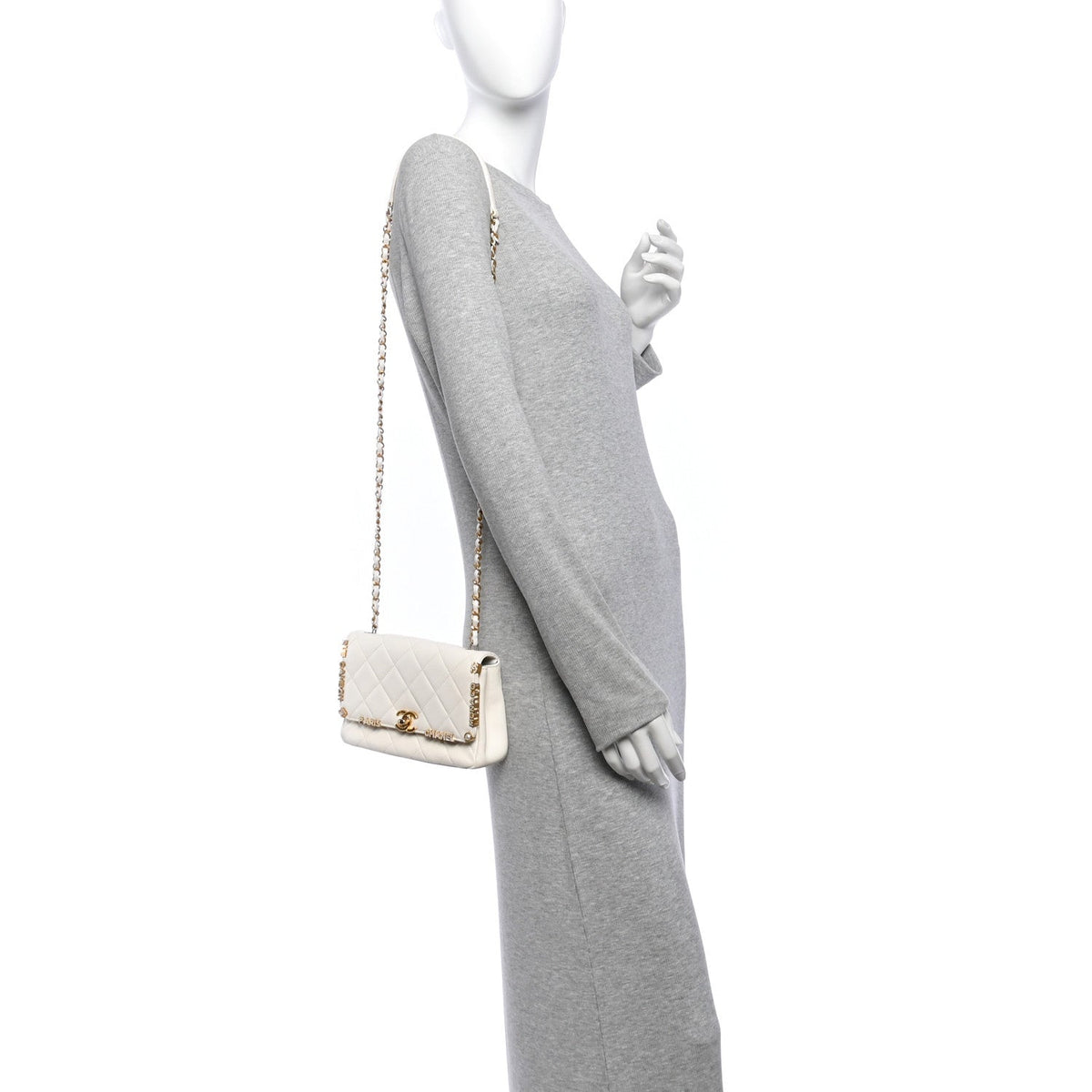 Mini Quilted Lambskin Flap Shoulder Bag - White