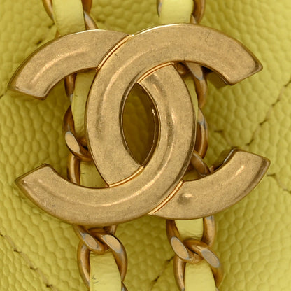 Small Quilted Caviar Handbag - Yellow
