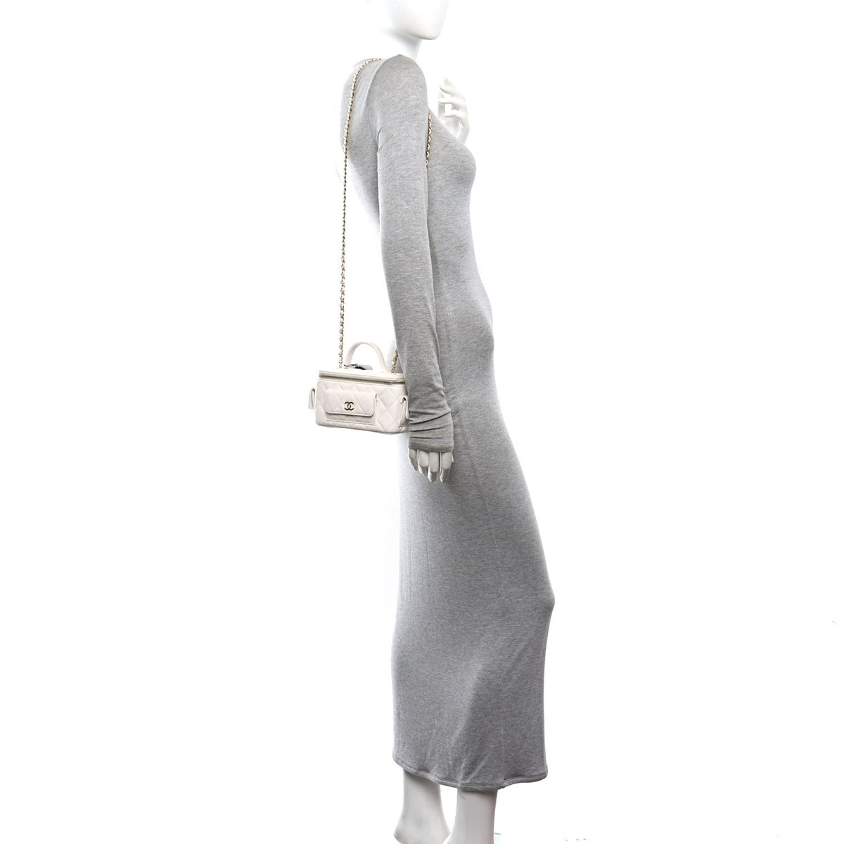 Quilted Caviar Handbag - White