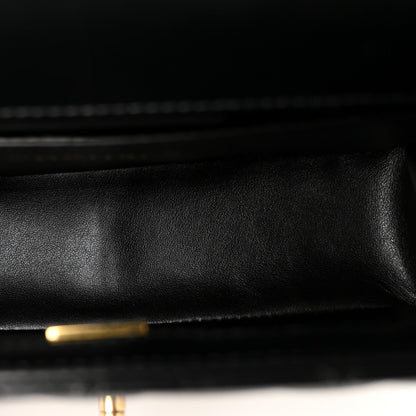 Quilted Calfskin Flap Shoulder Bag - Black