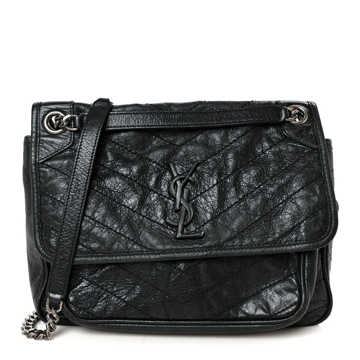 Medium Calfskin Satchel Bag - Black