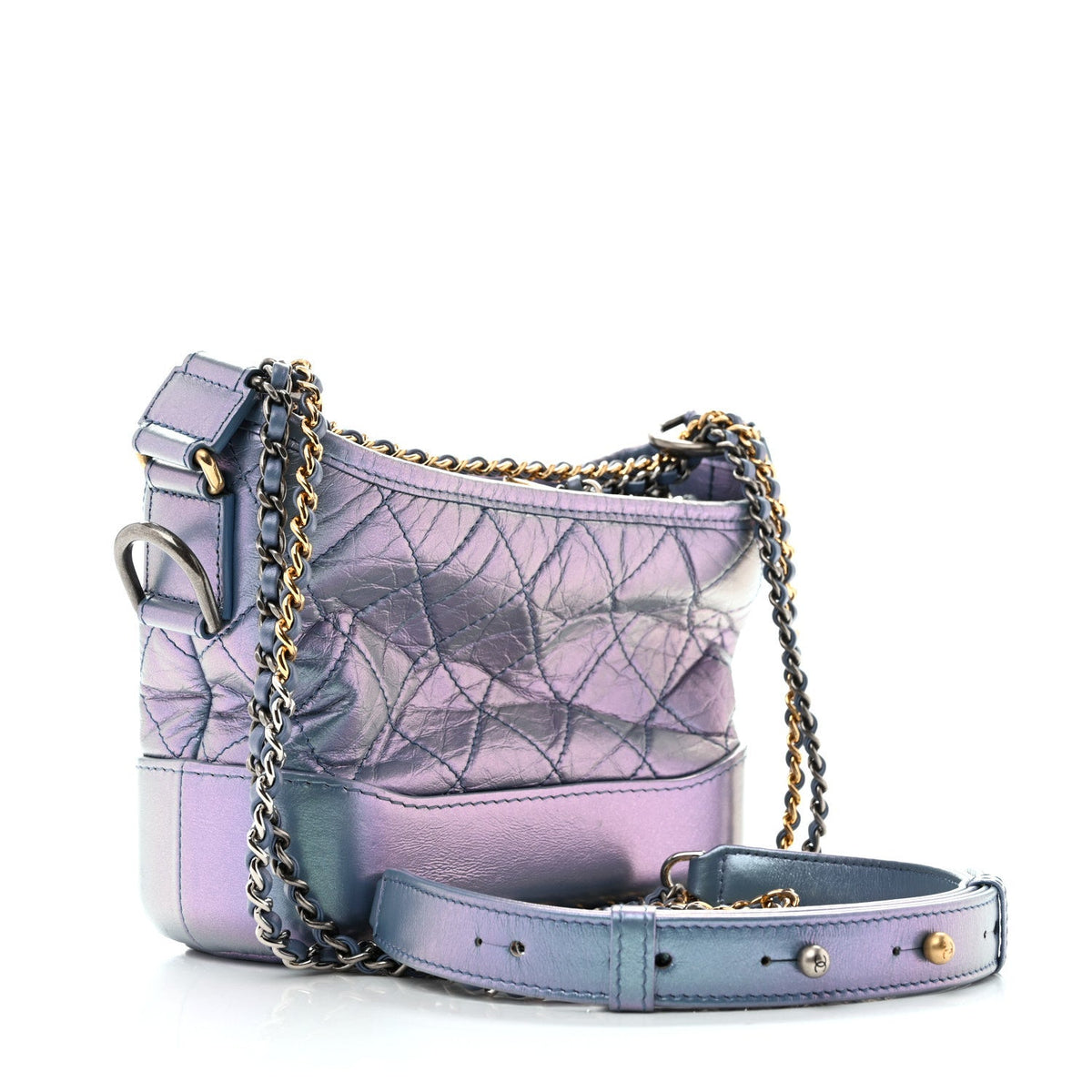 Small Quilted Calfskin Hobo Bag - Blue