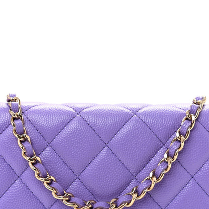 Quilted Caviar Wallet Bag - Purple