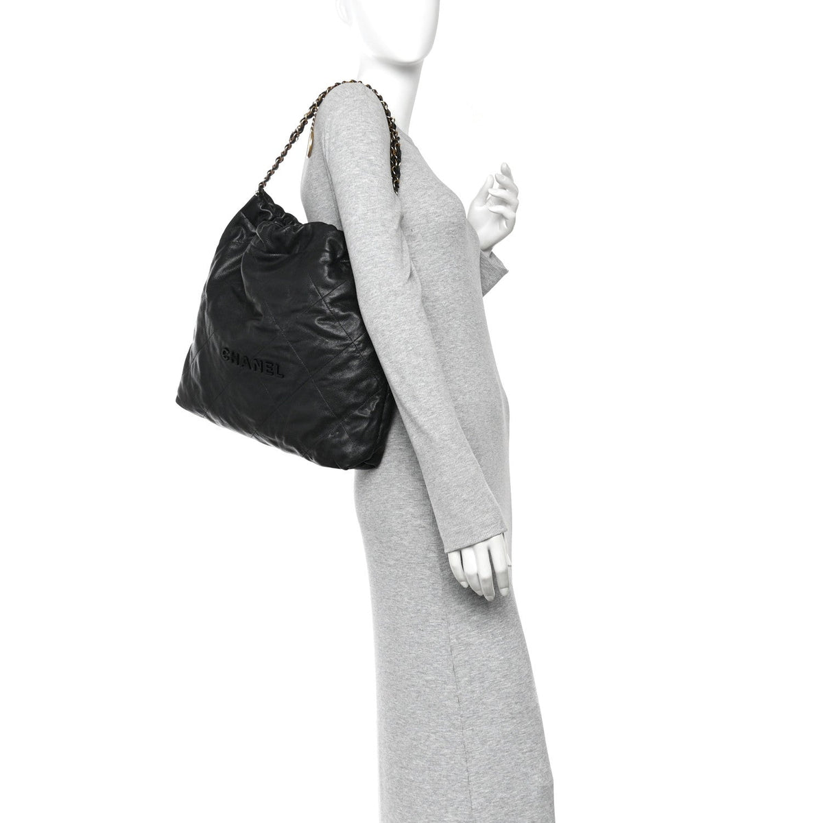 Small Quilted Caviar Handbag - Black