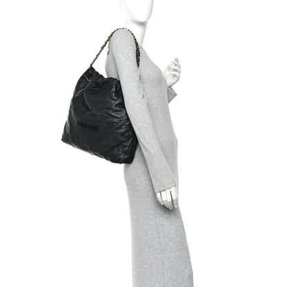 Small Quilted Caviar Handbag - Black