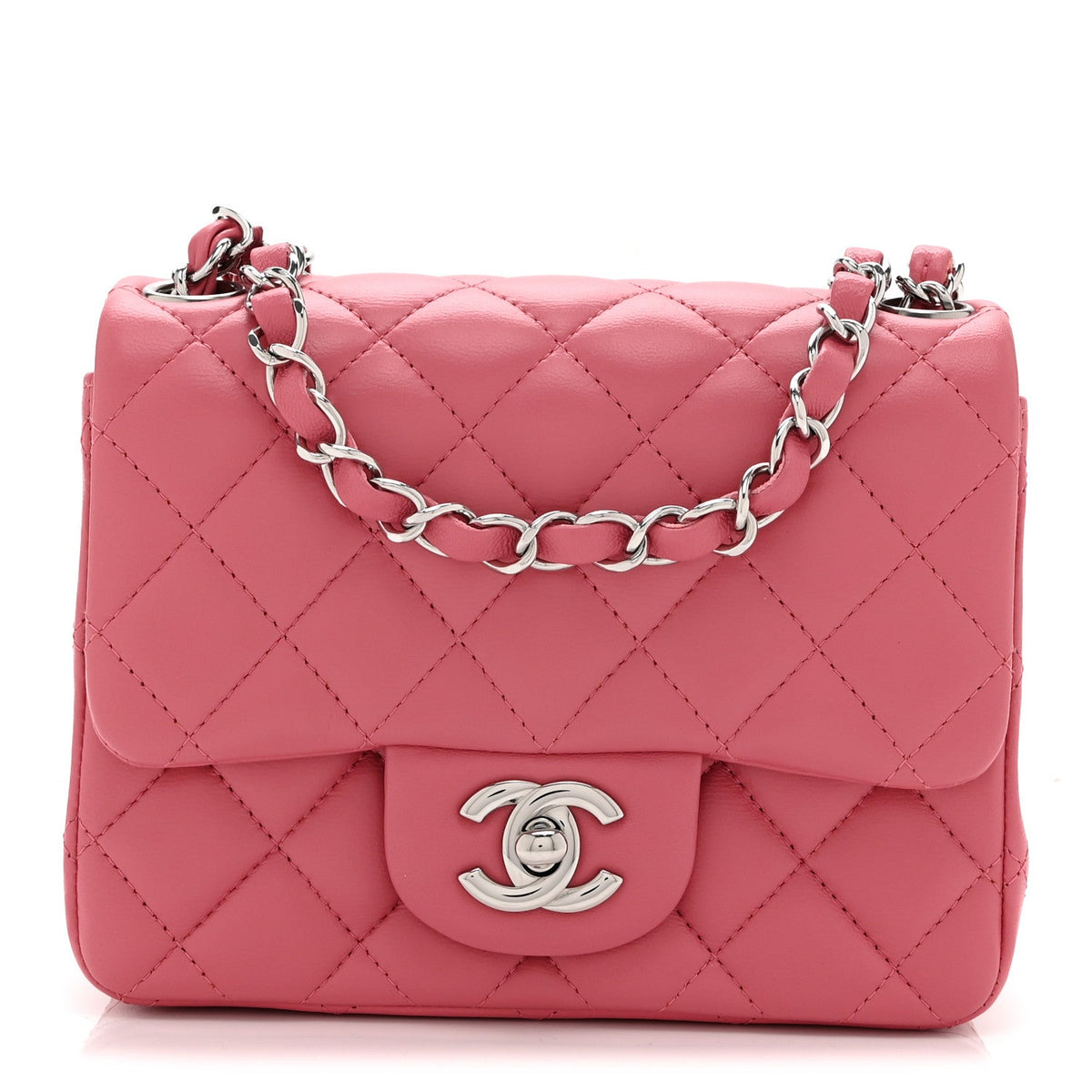 Mini Quilted Lambskin Flap Shoulder Bag - Pink
