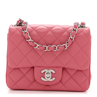Mini Quilted Lambskin Flap Shoulder Bag - Pink