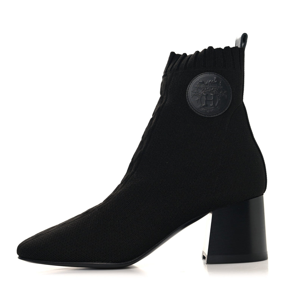 Knit Calfskin Jenna Ankle Boots Black