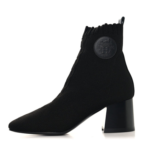 Knit Calfskin Jenna Ankle Boots Black