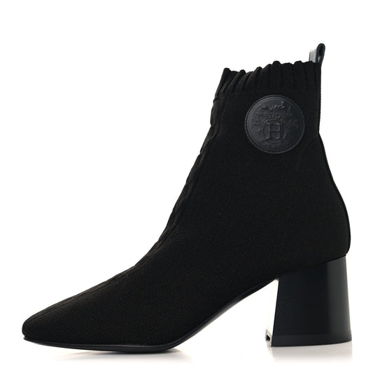Knit Calfskin Jenna Ankle Boots Black