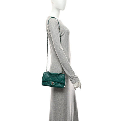 Small Quilted Lambskin Flap Shoulder Bag - Green