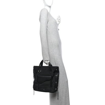 Calfskin Nylon Tote Bag - Black