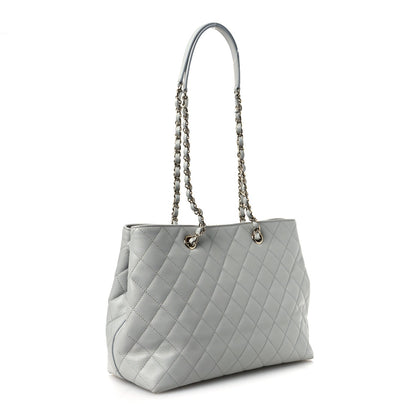 Small Quilted Caviar Tote Bag - Grey