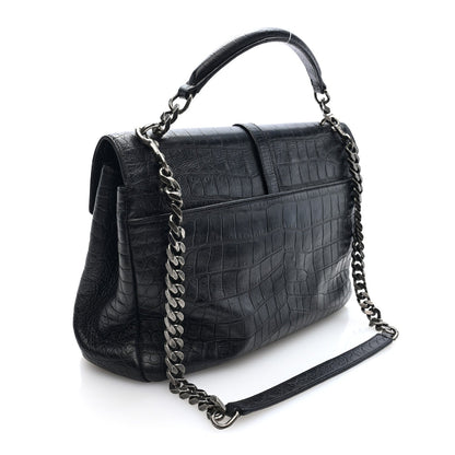 Large Calfskin Satchel Bag - Black