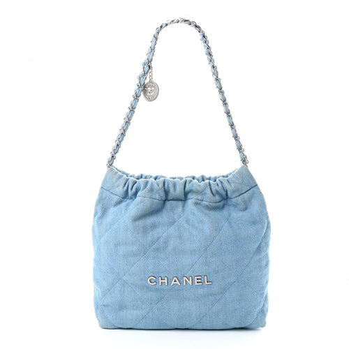 Quilted Handbag - Light Blue