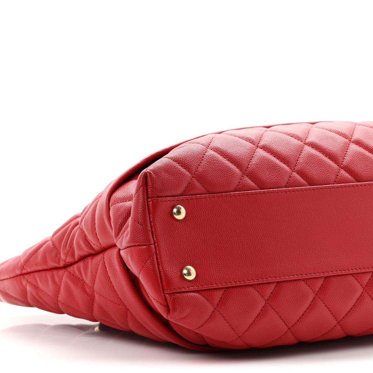 Quilted Caviar Tote Bag - Red