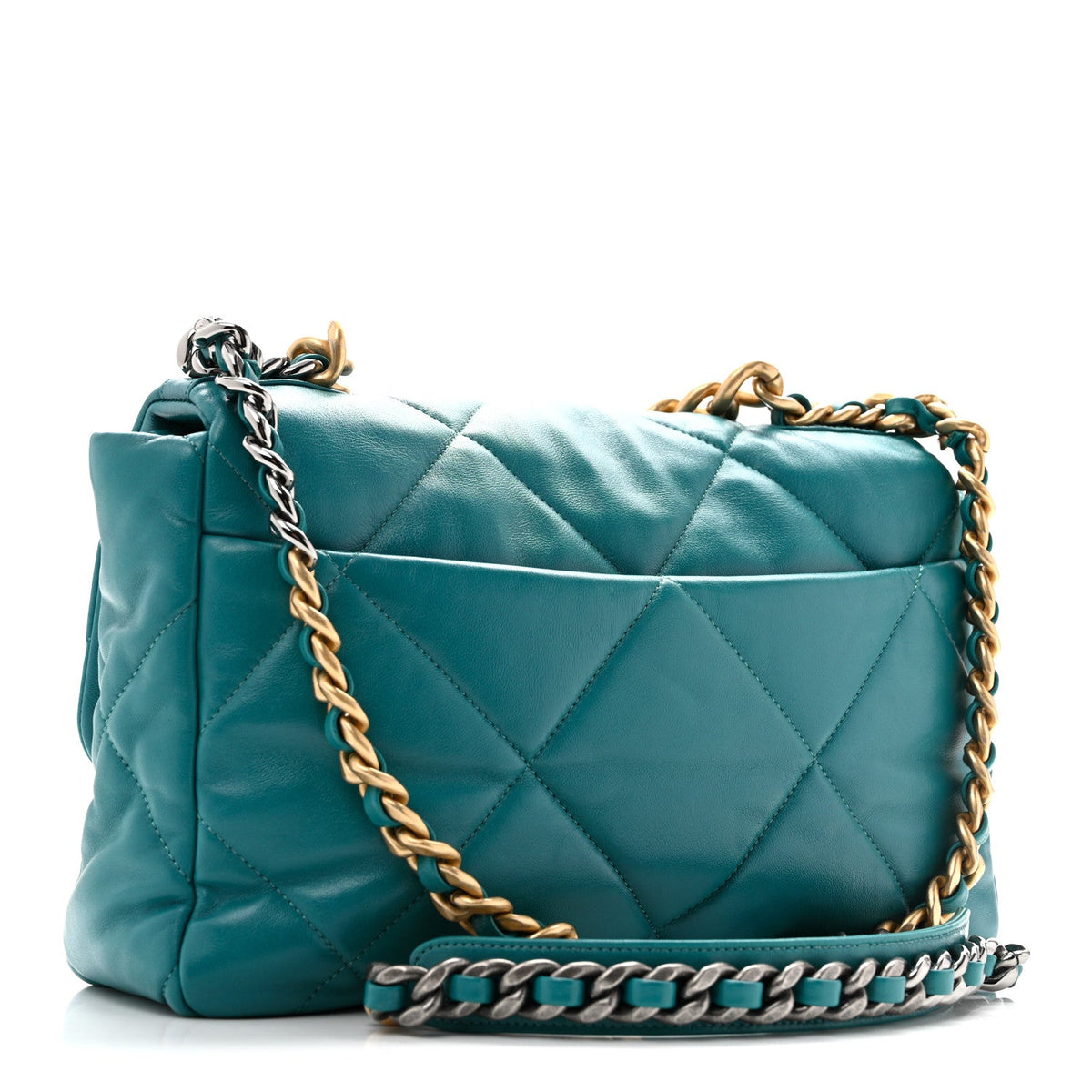 Large Quilted Lambskin Flap Shoulder Bag - Green