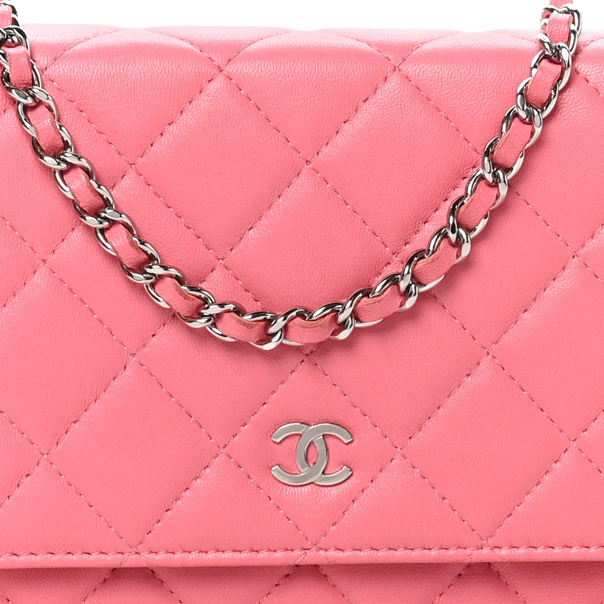 Quilted Lambskin Wallet Bag - Pink