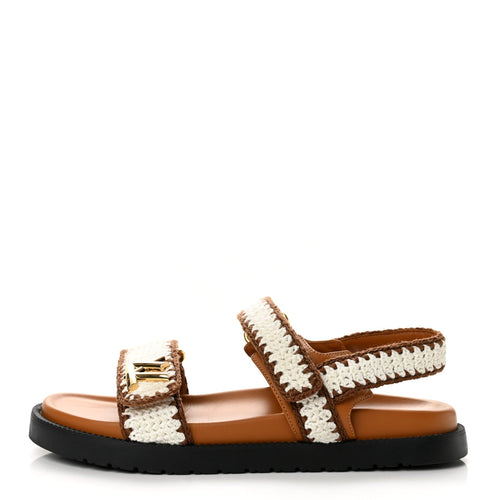 Cotton Crochet LV Sunset Comfort Flat Sandals Cacao Brown