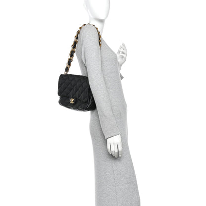 Large Quilted Lambskin Flap Shoulder Bag - Black