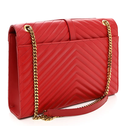 Large Calfskin Satchel Bag - Red