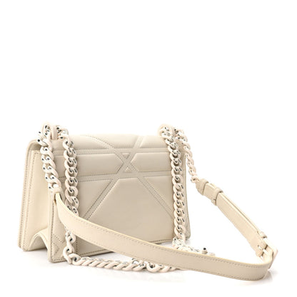 Small Calfskin Flap Shoulder Bag - White