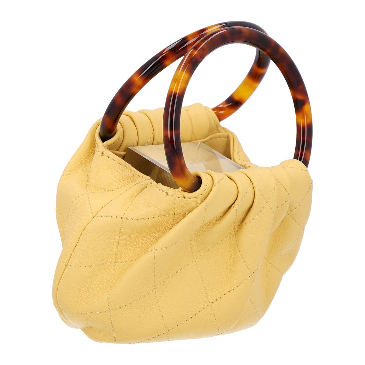 Mini Quilted Lambskin Pouch - Yellow
