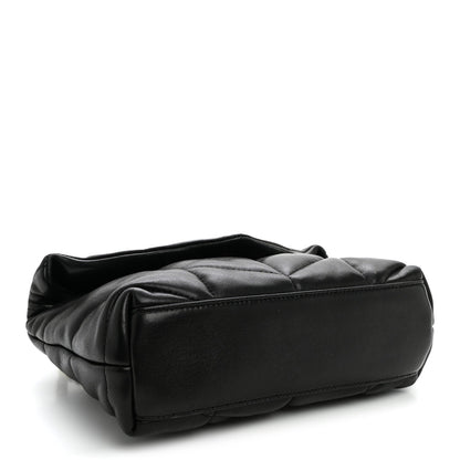 Quilted Lambskin Satchel Bag - Black