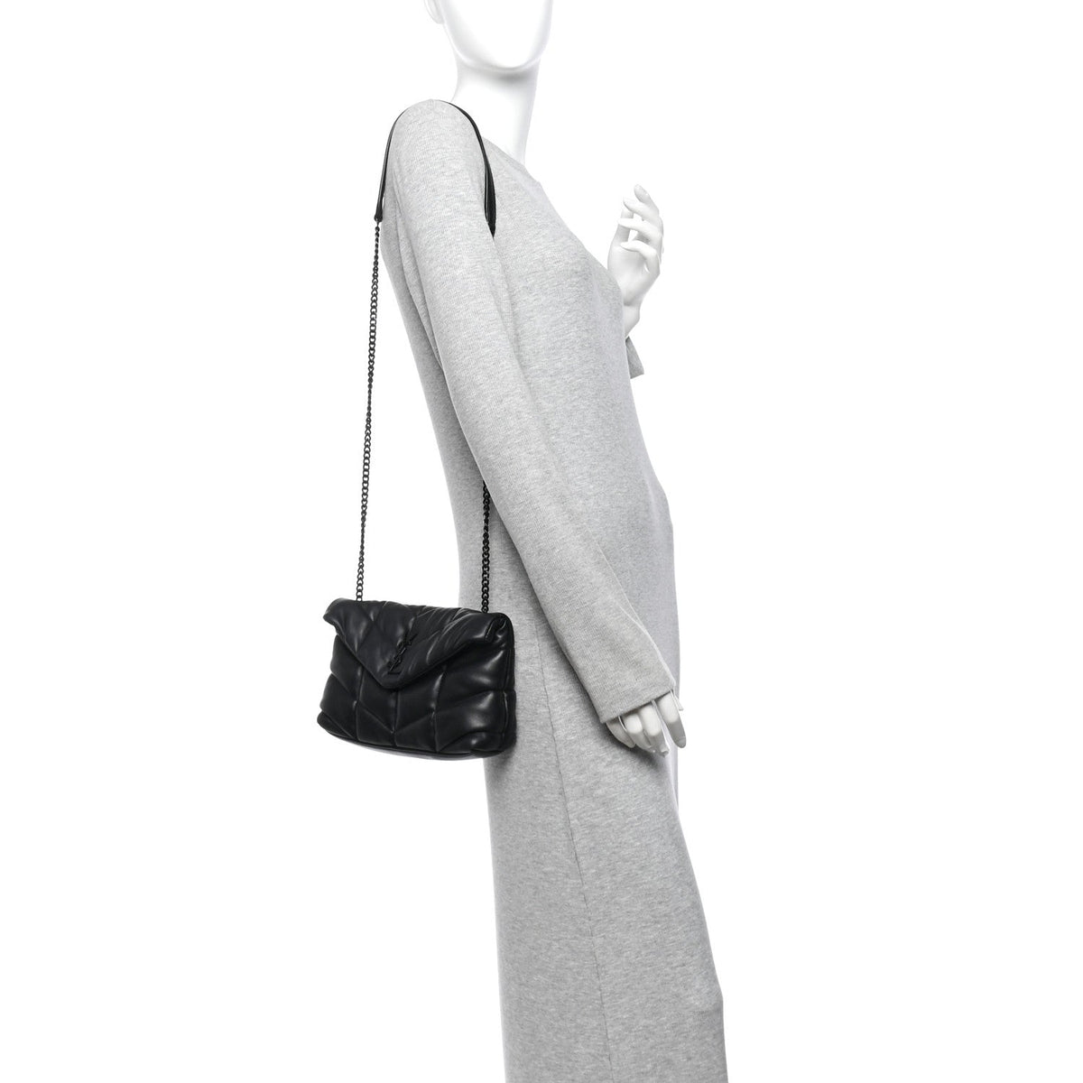 Quilted Lambskin Satchel Bag - Black