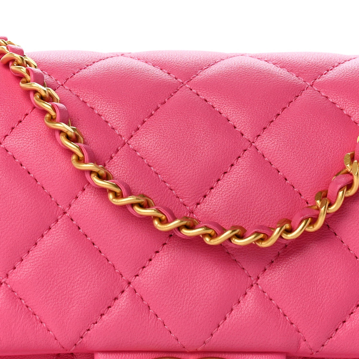 Small Quilted Lambskin Flap Shoulder Bag - Pink
