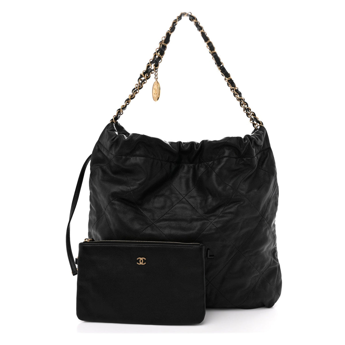 Small Quilted Caviar Handbag - Black