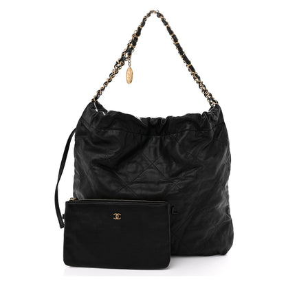 Small Quilted Caviar Handbag - Black