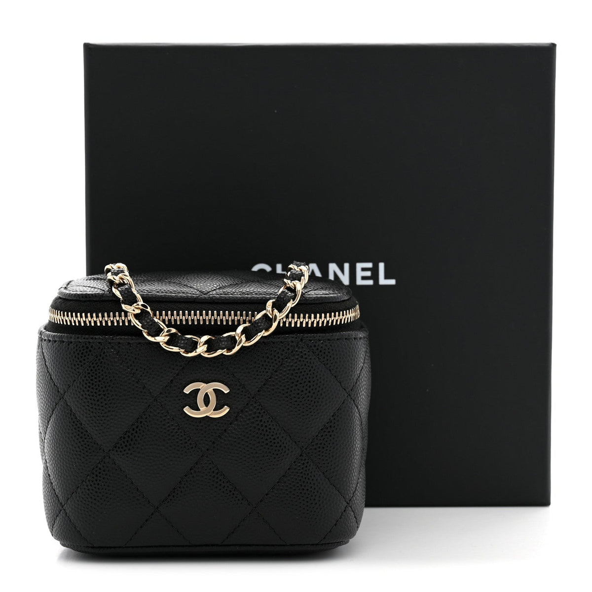 Mini Quilted Caviar Handbag - Black