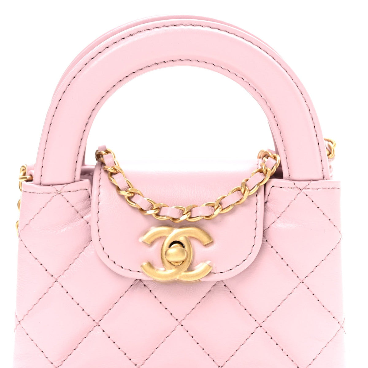 Mini Quilted Calfskin Handbag - Pink