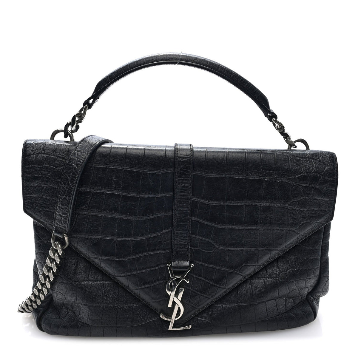 Large Calfskin Satchel Bag - Black
