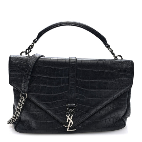 Large Calfskin Satchel Bag - Black