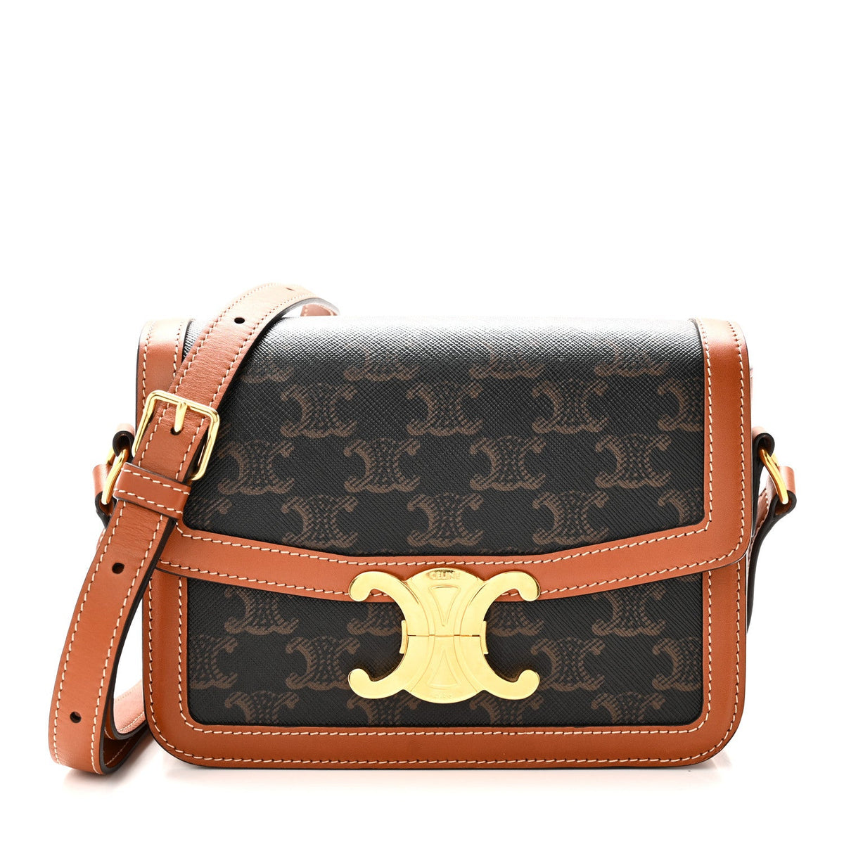 Calfskin Canvas Handbag - Tan
