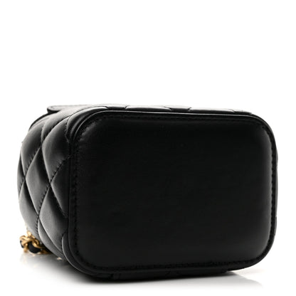 Mini Quilted Lambskin Handbag - Black
