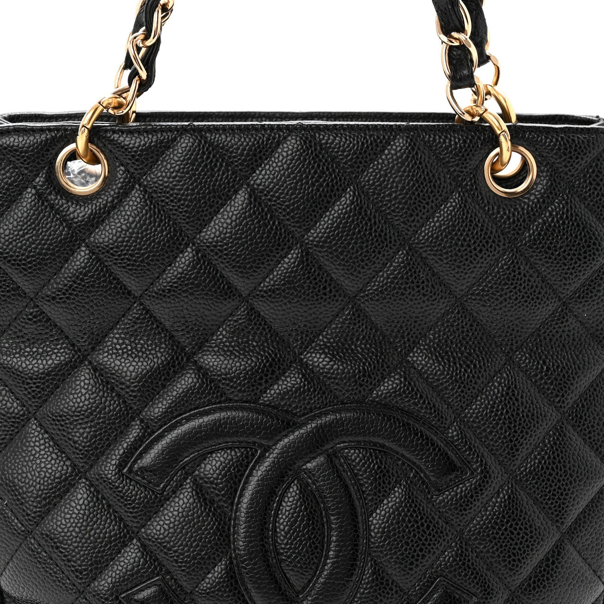 Quilted Caviar Tote Bag - Black