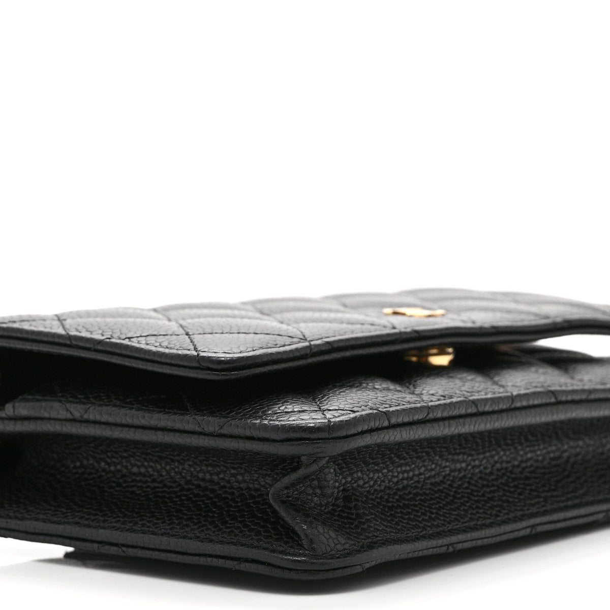 Quilted Caviar Wallet Bag - Black
