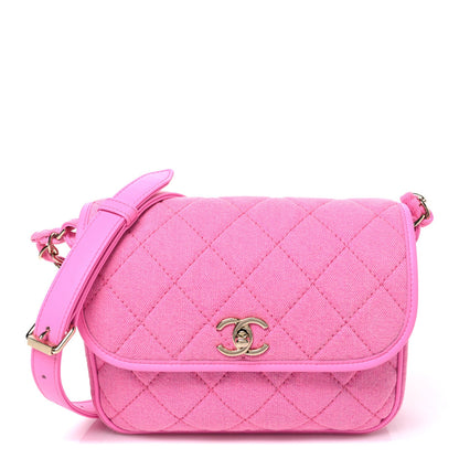 Small Quilted Flap Shoulder Bag - Pink