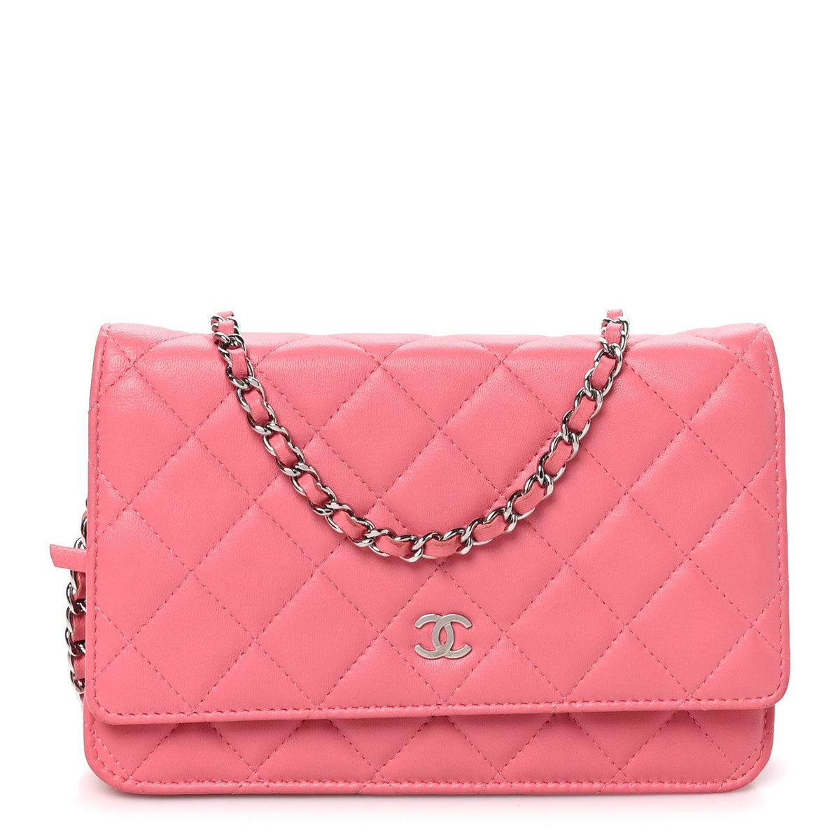Quilted Lambskin Wallet Bag - Pink