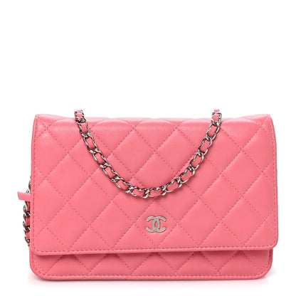 Quilted Lambskin Wallet Bag - Pink