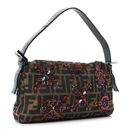 Lizard Zucca Crystal Beaded Baguette Tob Handbag